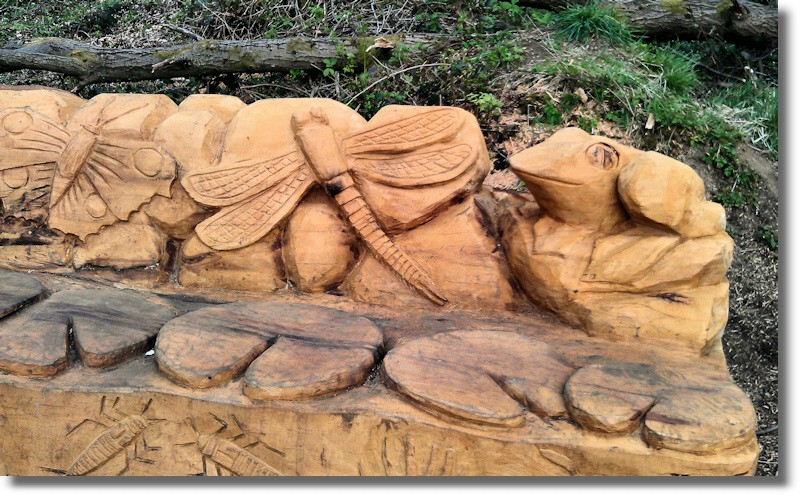 Wood Carved Butterfly Benches