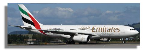 Emirates Airbus A330 at Glasgow airport