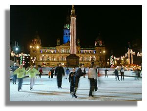 Skating in George Square, Glasgow