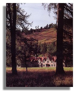 Mar Lodge through the trees